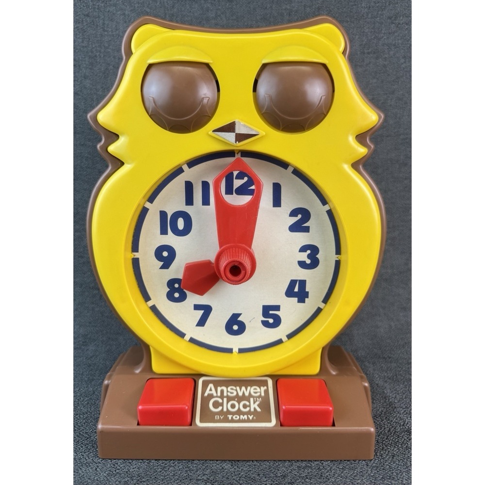 Vintage 1975 Tomy Answer Clock Owl Learning Toy Works